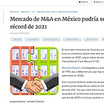 Mercado de M&A en Mxico podra superar rcord de 2021